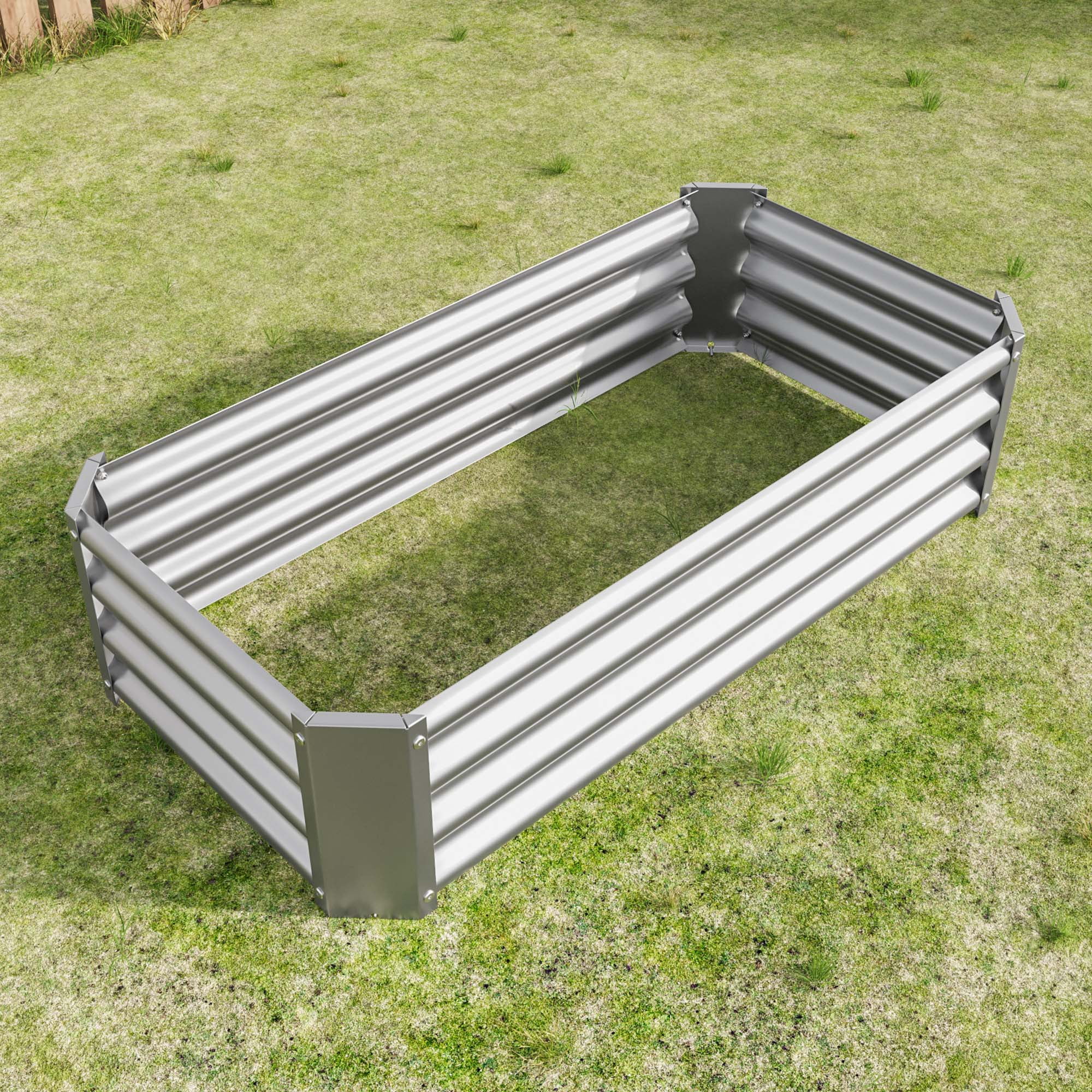 Aukfa Raised Garden Bed Kit - Garden Outdoor Planter Box for Vegetables - 4 ft x 2 ft - Silver