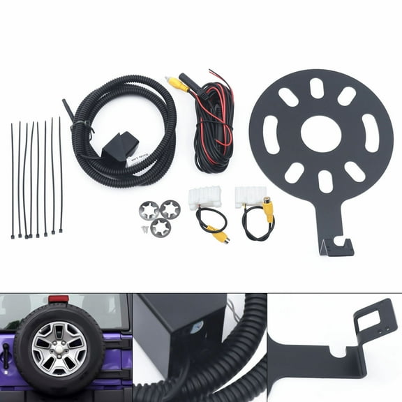 For Jeep Wrangler JK 2007-2018 Rear View Backup Camera Kit w/ Spare Tire Bracket