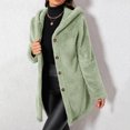 thumbnail image 5 of Enjoytime Fleece Jacket Women Fall Winter Button Down Hooded Teddy Coat Soft Warm Casual Mid Length Long Sleeve Outerwear, 5 of 7