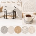 thumbnail image 3 of 10Pcs Woven Coaster With Metal Rack, Multi-Color Spiral Cup Pad, Storage Coaster Set, Boho Kitchen Decor, Assorted Drink Mat, Two-Tone Spiral Woven Coaster Set With Iron Holder, Tabletop Cup Mat, G, 3 of 3