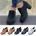 thumbnail image 6 of Nrmvnmi Women's High-Heels Ankle Boots Closed Toe Strappy Thick Heel High Heels Solid Leather Pump Shoes Commuting Ankle Boots Straps Dark Gray Mothers Day Gifts, 6 of 6