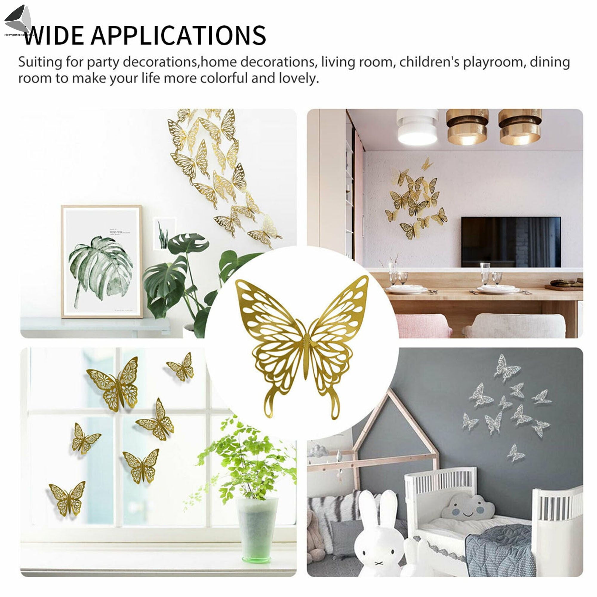 12 Piece 3D PVC Wall Stickers Magnet Double-Layer Butterfly Decor, Simulation Stereo Wall Sticker DIY Home Decor Poster Bar Bathroom Kitchen