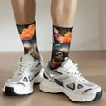 thumbnail image 5 of Goofa Colorful Flower German Shepherd Printed Men's Crew Socks, Soft Durable Breathable Moisture-Wicking with Odor Control Cotton socks, 5 of 9