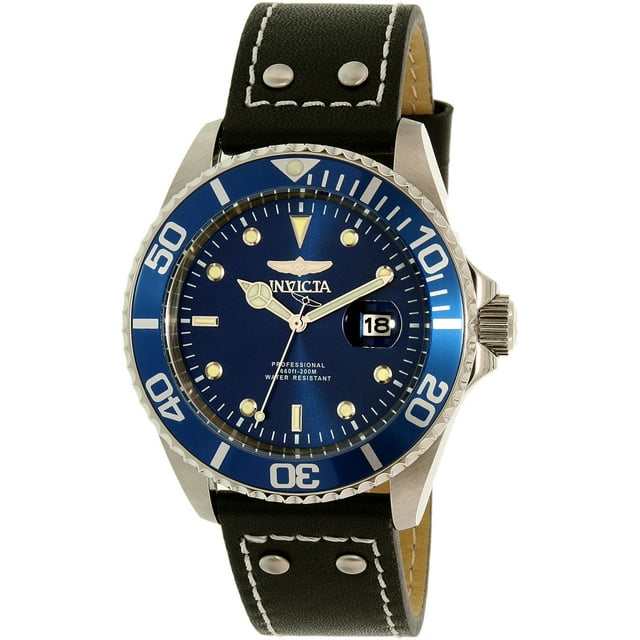 Invicta Men's Pro Diver 22068 Silver Leather Japanese Quartz Diving Watch