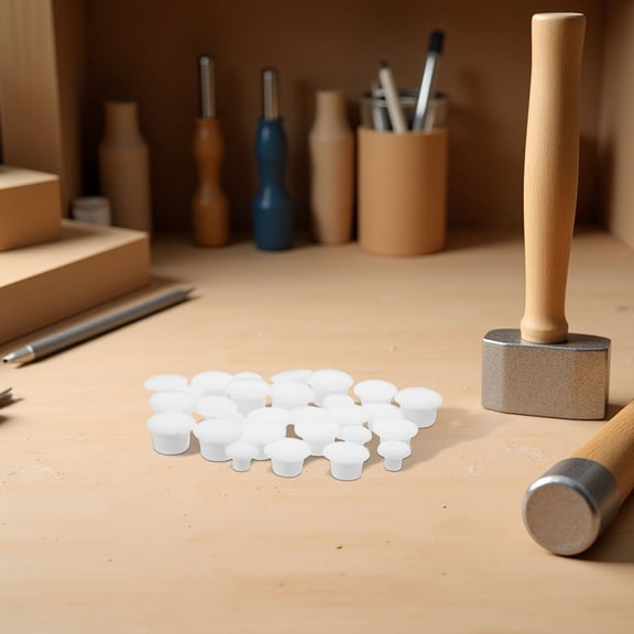 SEWOART 200Pcs White Plastic Furniture Hole Inserts Round Hole Sealing Caps
