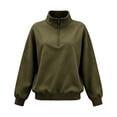 thumbnail image 5 of Women Sweatshirt Sevevn Quarter Zip Stand Collar Oversized Fit Soft Fleece Fabric Drop Shoulder Long Sleeve Pullover Top For Daily Casual Lounging Outdoor Wear, 5 of 8