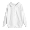 thumbnail image 3 of Gubotare Girls Zip Up Hoodie Kids Fashion Oversized Sweatshirt Jacket With Pockets Lightweight Preppy Sweatshirts 5-14 Years (White, 14-15 Years), 3 of 5