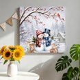 thumbnail image 2 of Canvas Wall Art, Christmas Snowman Framed Canvas Prints for Bedroom Office, Xmas Cardinal Birds Berries Snowy Forest Large Gallery Wrapped Wall Decor for Home Office, Gifts, 16"x16" Ship Next Day, 2 of 9