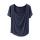 thumbnail image 1 of Camiseta de Manga Corta Mujeres Moda de Verano Yoga Casual Cuello Cuadrado Delantero Hombro Recto Cuello Redondo Superior, 1 of 4