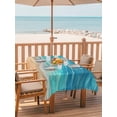 thumbnail image 2 of Outdoor Table Cloth with Umbrella Hole and Zipper, Aqua Ombre Coastal Waterproof Rectangle Tablecloth 52"x70", Summer Nautical Beach Ocean Seaside Washable Table Cover for Outside Party Patio Picnic, 2 of 8