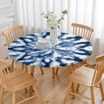thumbnail image 3 of Blue White Tie Dye Mandala Pattern Round Fitted Tablecloth with Elastic Edge,Dining Table Cover Waterproof,Outdoor Round Tablecloth for Camping,Dining,Indoor and Outdoor, 3 of 7