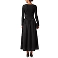 thumbnail image 3 of INSPIRE CHIC Women's A Line Dresses Square Neck Long Sleeve Empire Waist Casual Stylish Fall Spring Daily Going Out Faux Maxi Dresses Medium Black, 3 of 5