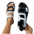 thumbnail image 6 of Comfortable Sandals for Women Flat Heel Open Toe Summer Daily Shoes Fashion Casual Versatile Hollow Color Matching Spring Summer Flat Bottom Roman Beach Sandals, 6 of 8