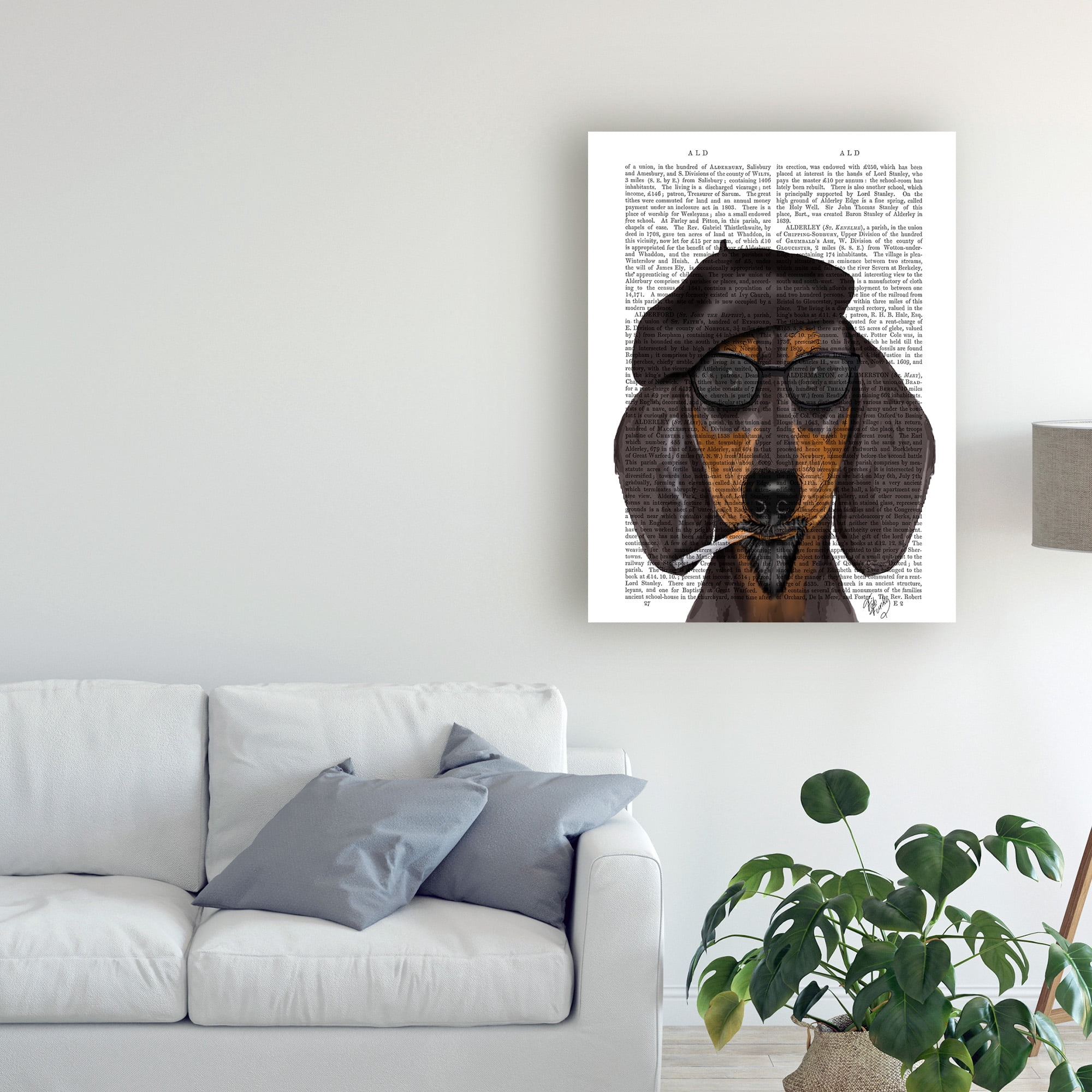 Trademark Fine Art 'Hipster Dachshund, Black and Tan' Canvas Art by Fab Funky