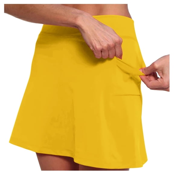 Womens Pants Women's Pocket Pants Solid Mid Waist Culottes Short Skirts Skinny Pants Casual Pants Women