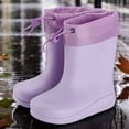 thumbnail image 2 of LIIPEE Girls Boys Rain Boots Color Block Lightweight Closed Toe Non- Waterproof Rain Shoes Child Casual Holiday School Party Boot,Purple,7-8 Years, 2 of 2