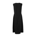 thumbnail image 4 of Mohiass Cotton Linen Dresses for Women 2025 Summer Casual V Neck Sleeveless Maxi Dress Flowy Beach Vacation Travel Dress Black L, 4 of 7