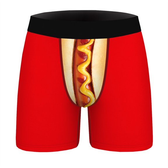 Odeerbi Mens Underwear Seamless Boxer Briefs Christmas Digital Printing Breathable Close Fitting Underpants Comfortable Boxers Red