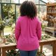 thumbnail image 4 of Blusa campesina de primavera y otoño de 3/4 de manga con cuello atado y huecos para mujeres de tallas grandes Agnes Orinda, Día de San Valentín, 1X, rosa intenso, 4 of 6