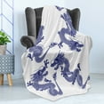 thumbnail image 4 of Dragon Soft Flannel Fleece Throw Blanket, Indigenous Japanese Dragons White Background Vitality Creatures Myth Print, Cozy Plush for Indoor and Outdoor Use, 50" x 70", Blue, by Ambesonne, 4 of 5