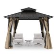 thumbnail image 2 of 10'x10' Hardtop Gazebo with Double Roof & Mosquito Netting, Khaki All-Weather Outdoor Shelter with TripleLock Frame - Dual-Layer Ventilation for Patio, Garden, 2 of 9