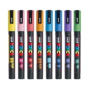 Uni POSCA PC-3M Glitter Water-Based Markers, Reversible Fine Tip (0.9-1.3mm), Assorted Ink Colors, 8 Count