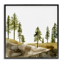 Stupell Industries Pine Tree Forest Watercolor Landscape Painting Black Framed Art Print Wall Art, 24 x 24