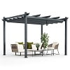 Costway 10x12ft Outdoor Aluminum Retractable Pergola Canopy Shelter Grape Trellis Gray