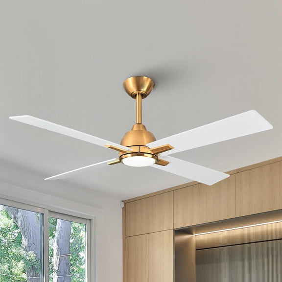 Parrot Uncle 48" Indoor Modern Gold Ceiling Fan with Lights and Remote Control for Bedroom, Living Room