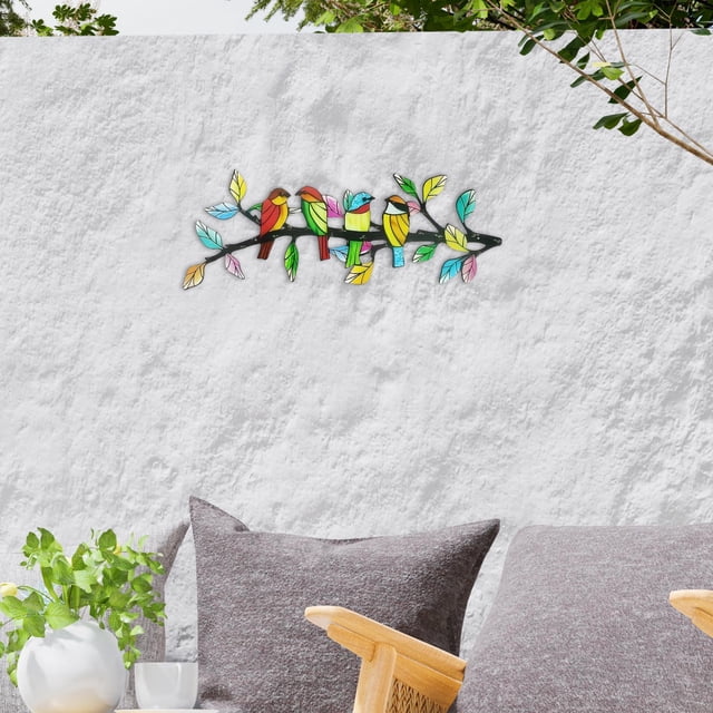 Decoración de pared de metal con forma de de pájaro, adorno rústico moderno, artesanías para oficina, pasillo, jardín, casa y patio.