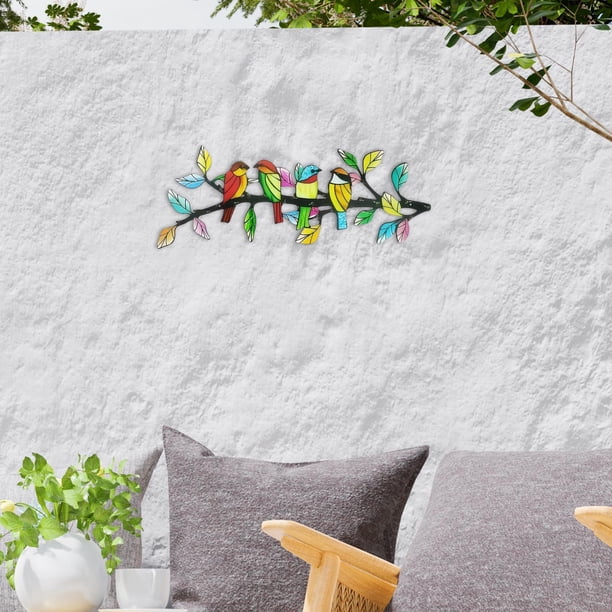 Decoración de pared de metal con forma de de pájaro, adorno rústico moderno, artesanías para oficina, pasillo, jardín, casa y patio.