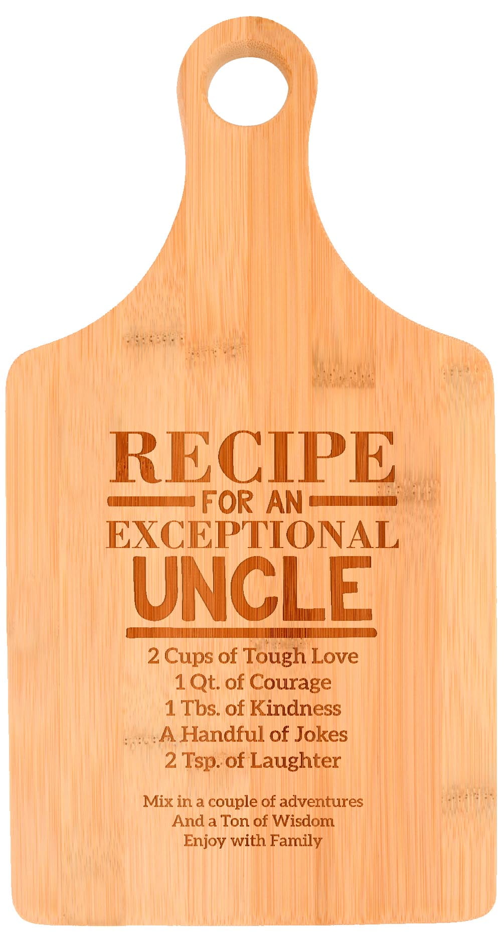 Personalized Couples Names Two-Toned Bamboo Cutting Board with Handle 9.75 x 13.5