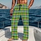 thumbnail image 1 of Pantalones de pijama largos para hombre, informales, con estampado a cuadros, holgados, deportivos, elásticos, rectos, vintage, con bolsillos, 1 of 6