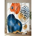 thumbnail image 4 of Abstract Boho Shower Curtain, Orange Navy Watercolor Gold Lines Bathroom Decor Curtains Set with Hooks, Waterproof Fabric Home Accessories， 72 X 78 Inch Long, 4 of 6