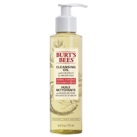 Burt’s Bees® Facial Cleansing Oil with Coconut & Argan Oils, 100% Natural Origin, Removes makeup,