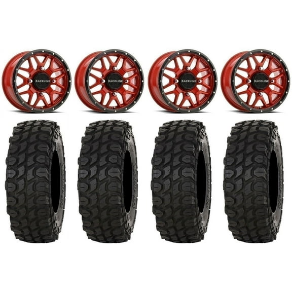 Raceline Krank 14" Wheels Red 30" XComp ATR Tires Sportsman RZR Ranger