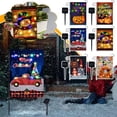 thumbnail image 4 of Bandera de jardín de temporada con energía solar, bandera de jardín iluminada de Navidad, bandera de jardín iluminada al aire libre de doble cara de 12 × 18, decoración de Halloween, Navidad,, 4 of 7