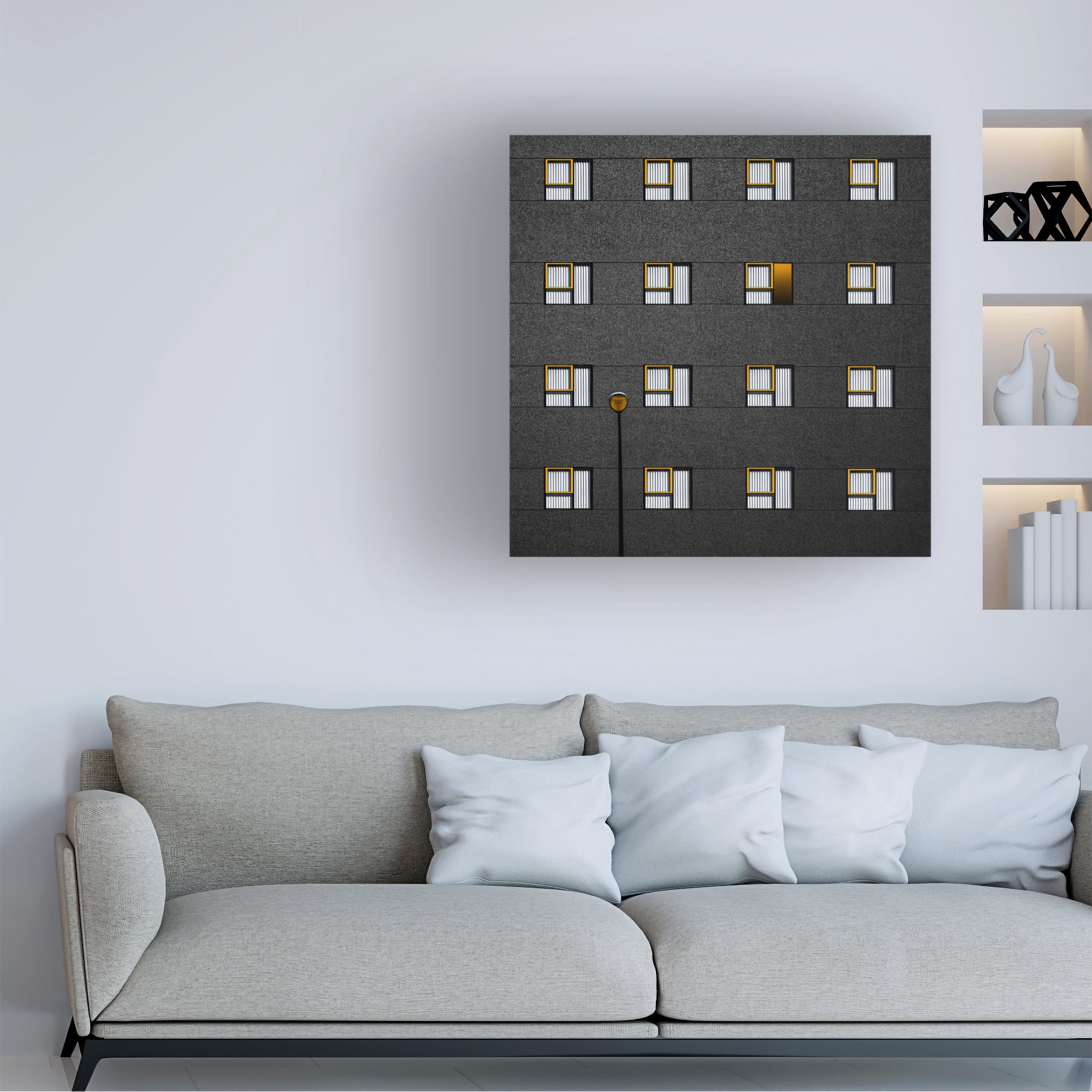 Canvas Wall Art - Inge Schuster 'Simplicity With Yellow Frames' Wall Art for Living Room, Bedroom, or Office Décor by Trademark Fine Art - 35 x 35 Inches