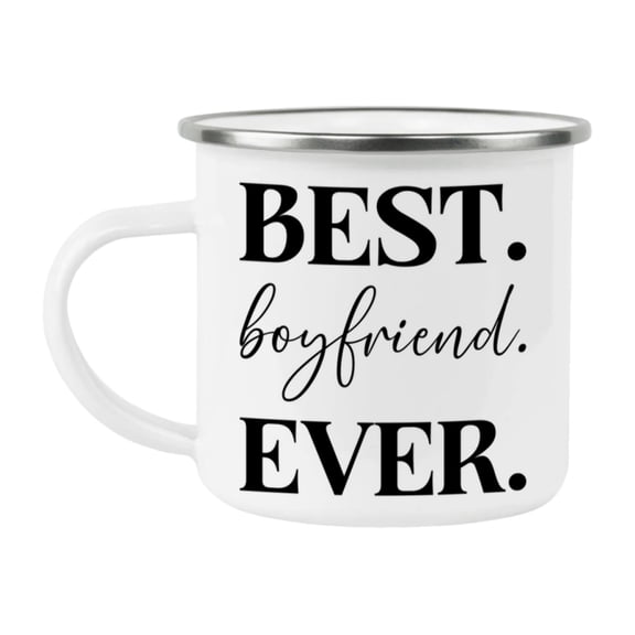 Best boyfriend Ever Coffee Mug, boyfriend Superlative 12oz White Enamel Camping Mug, Stainless Steel Mug Gift for boyfriend