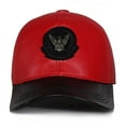 thumbnail image 2 of Genuine Leather Baseball Caps For Men/Women Youth Locomotive Hip-Pop Bone Leisure Hat Sheepskin Adjustable Black/Red, 2 of 6