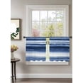thumbnail image 4 of Semi Sheer Window Curtains 54 Inches Long, Navy Blue Ombre Rod Pocket Voile Silky Chiffon Curtain Treatment Drapes for Kitchen, Living Room, Modern Abstract Art Farmhouse 52"x54", 2 Panels, 4 of 9