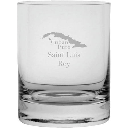 

Saint Luis Rey Cuban Cigar Themed Etched 11oz Crystal Rocks Whisky Glass