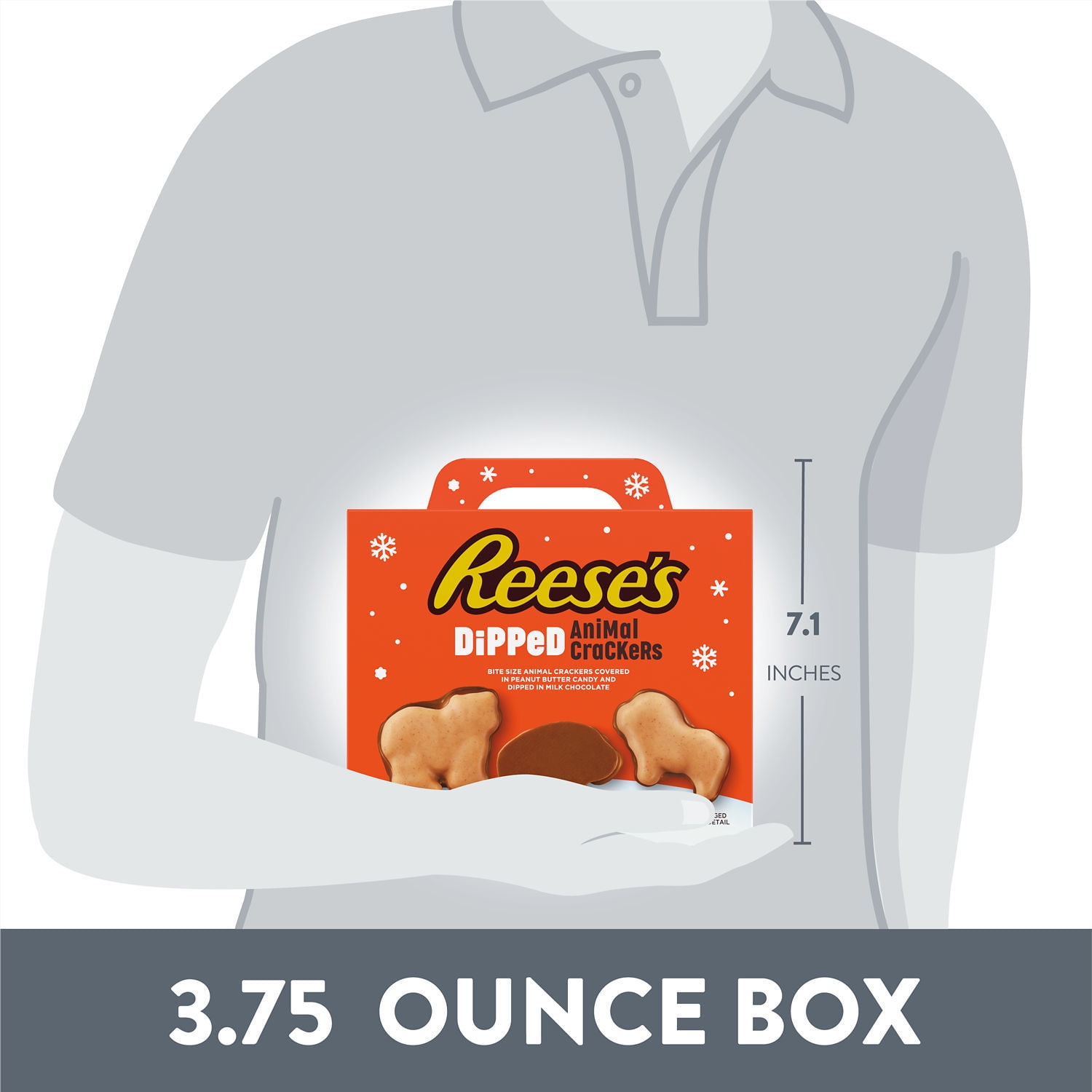 (2 pack) Reese's Milk Chocolate Peanut Butter Candy Christmas Dipped Animal Crackers, Box 3.75 oz