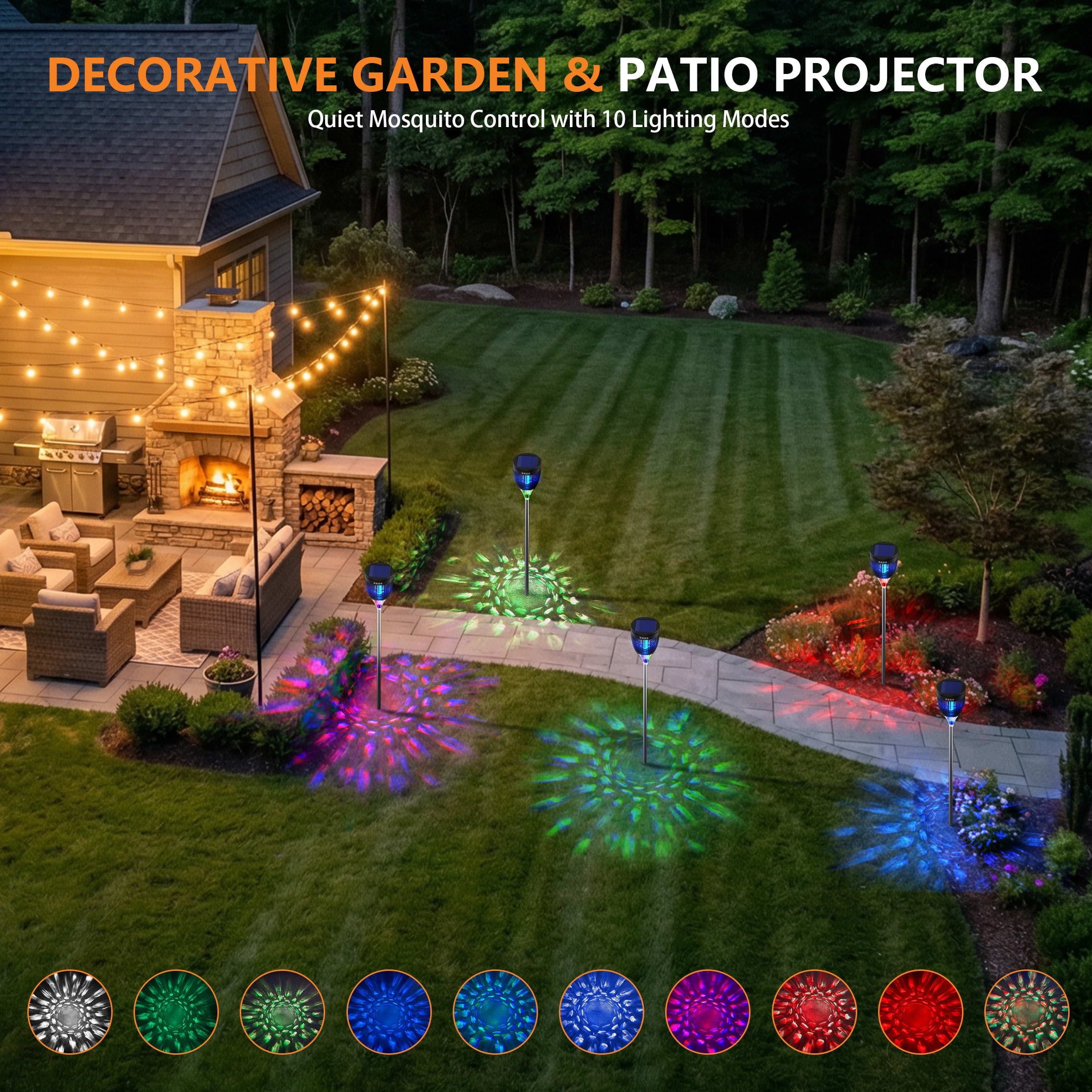 Rossetta Solar Bug Zapper Outdoor, 4200V 3-in-1 Mosquito Killer for Yard Garden Up to 1 Acre
