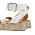 thumbnail image 2 of YDN Women's Espadrilles Wedge Sandals Platform Ankle Strap Buckle Low Heels Open Toe Pumps Summer Holiday Dress Shoes Size 6.5 White, 2 of 4