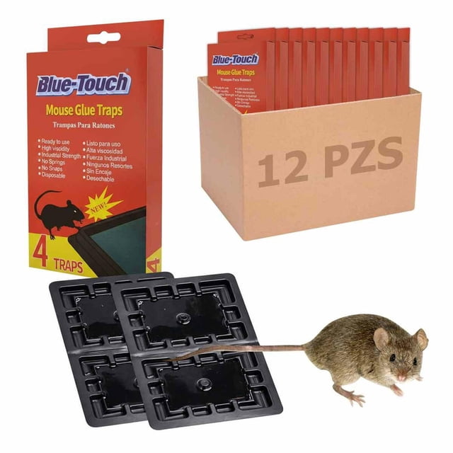 12 Cajas De Pegamento Para Ratones Con 4 Trampas C/U