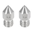 thumbnail image 1 of Boquilla de impresora 3D de 0.6 mm, compatible con cabezal de extrusión MK8, para filamento de 1.75 mm, acero inoxidable, 2 piezas, 1 of 4