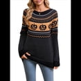 thumbnail image 3 of Suéteres de Mujer de Larga con Cuello Redondo, Bonitos y Casuales de Punto. Negro S, 3 of 10