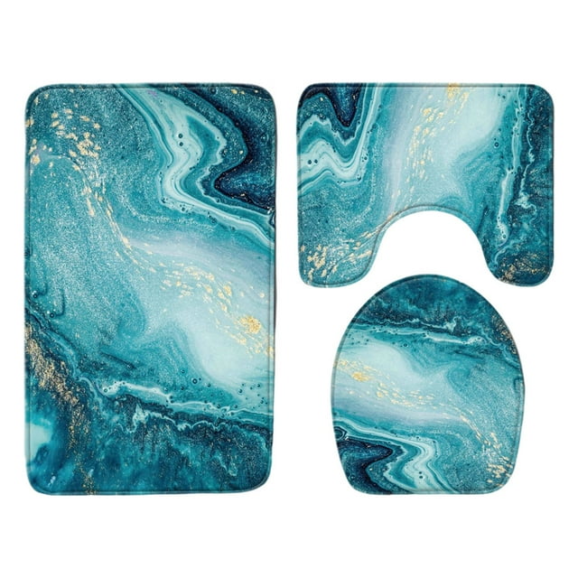 Bathroom Rugs Set Soft Washable Decorations Water Absorbent Breathable Marble Rug Carpets Pedestal Rug for Toilet Home , H H