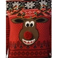 thumbnail image 5 of Mens Red Fair Isle Reindeer Xmas Lights Ugly Christmas Sweater Medium, 5 of 6